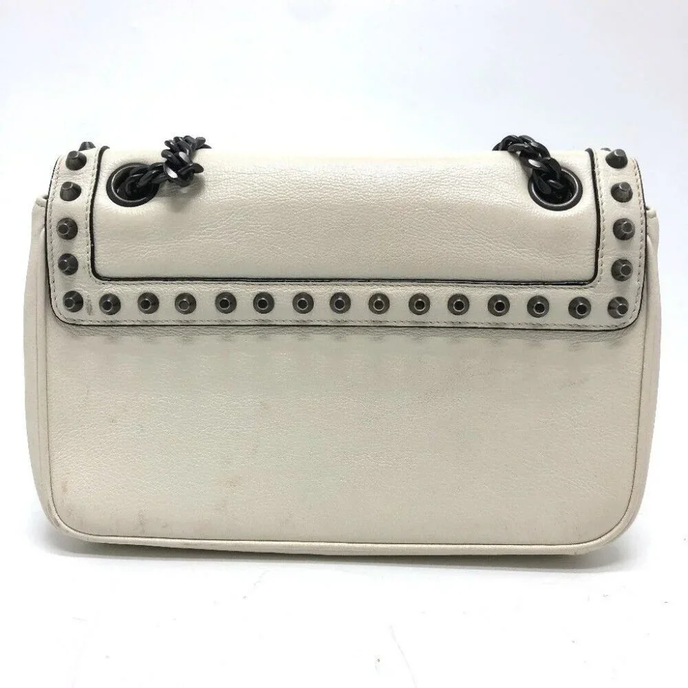 PRADA Logo studs ChainShoulder Bag Shoulder Bag Leather White - Picture 3 of 15